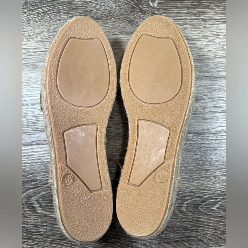 Casa Hernanz Sandals Women's‎ 38 Brown/Camel Leather Handmade Spain Espadrille